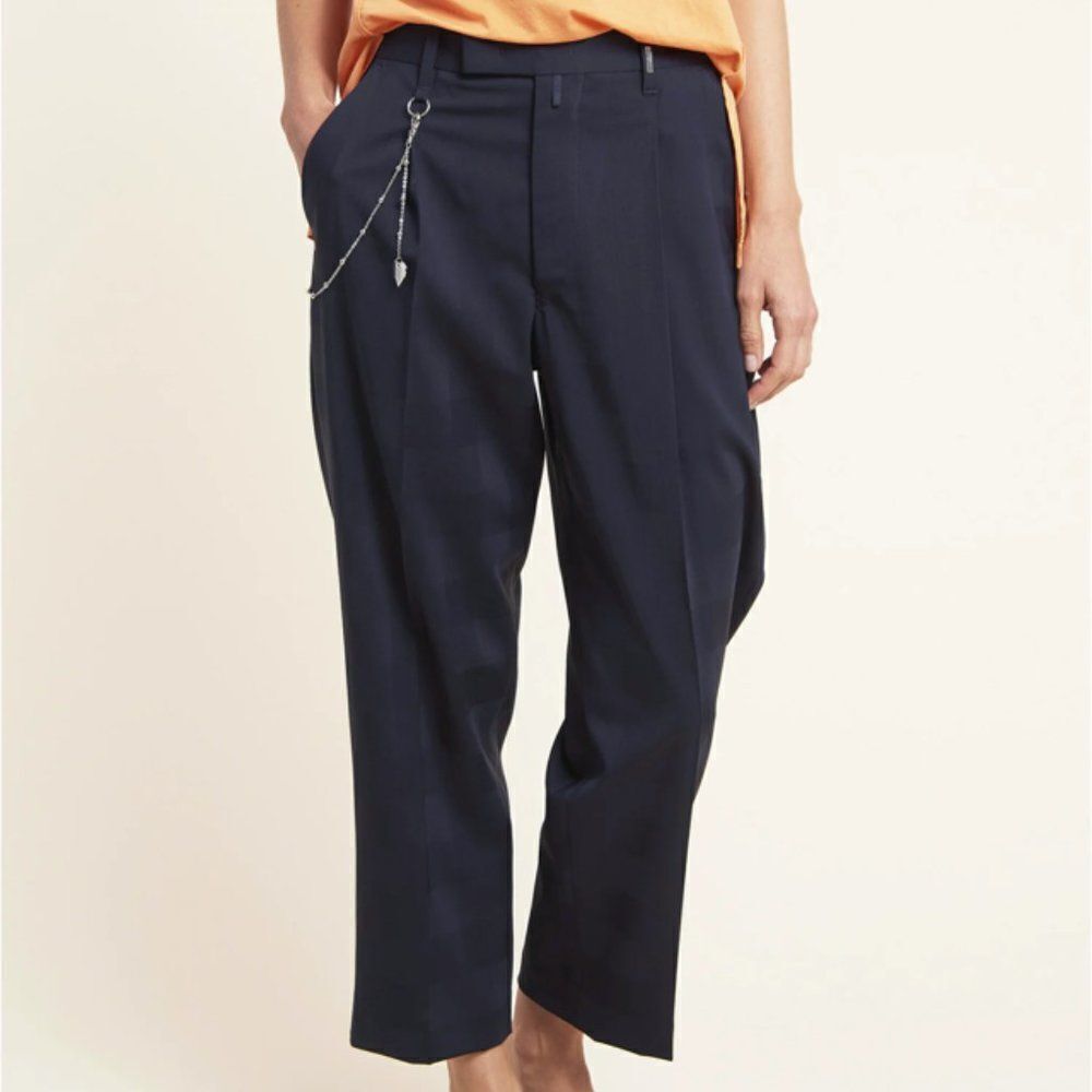 High Use Claire Campbell Pants 44 "Brisk" Navy Patterned Trousers US Size 8 NEW
